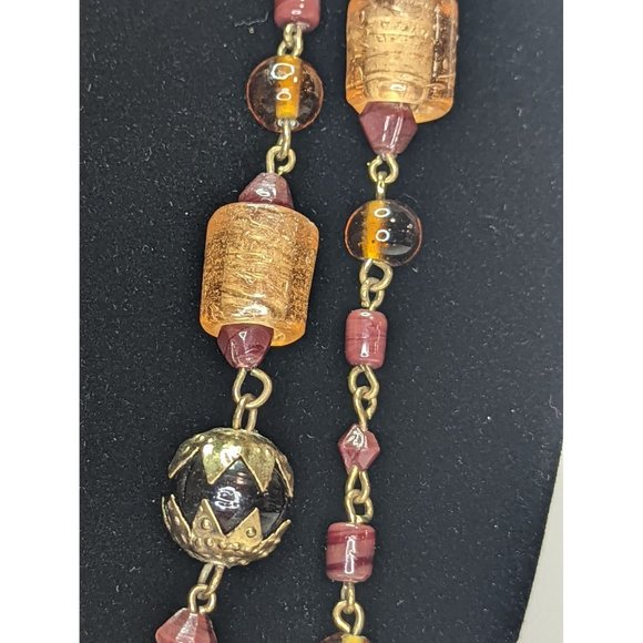 Fall colours glass bead necklace bohemian very long Chic - Picture 2 of 6